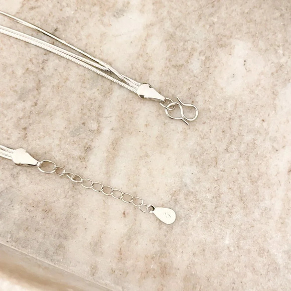 925 Sterling Silver Multi-Layer Triple Layer Bracelet Dainty Minimalist Bracelet - Picture 4 of 5